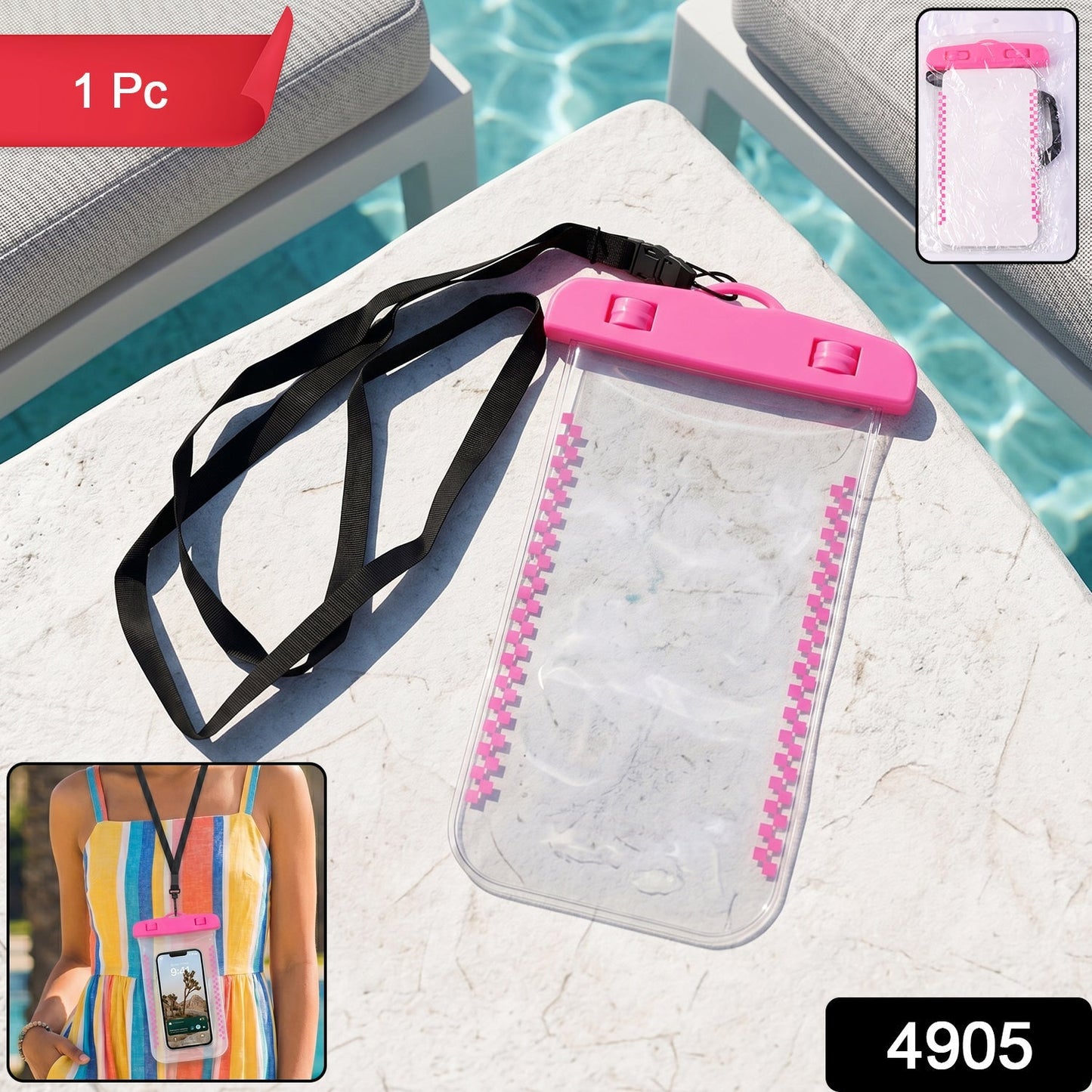Waterproof Mobile Pouch Cover – 1 Pc Universal Sealed Phone Case with Lanyard