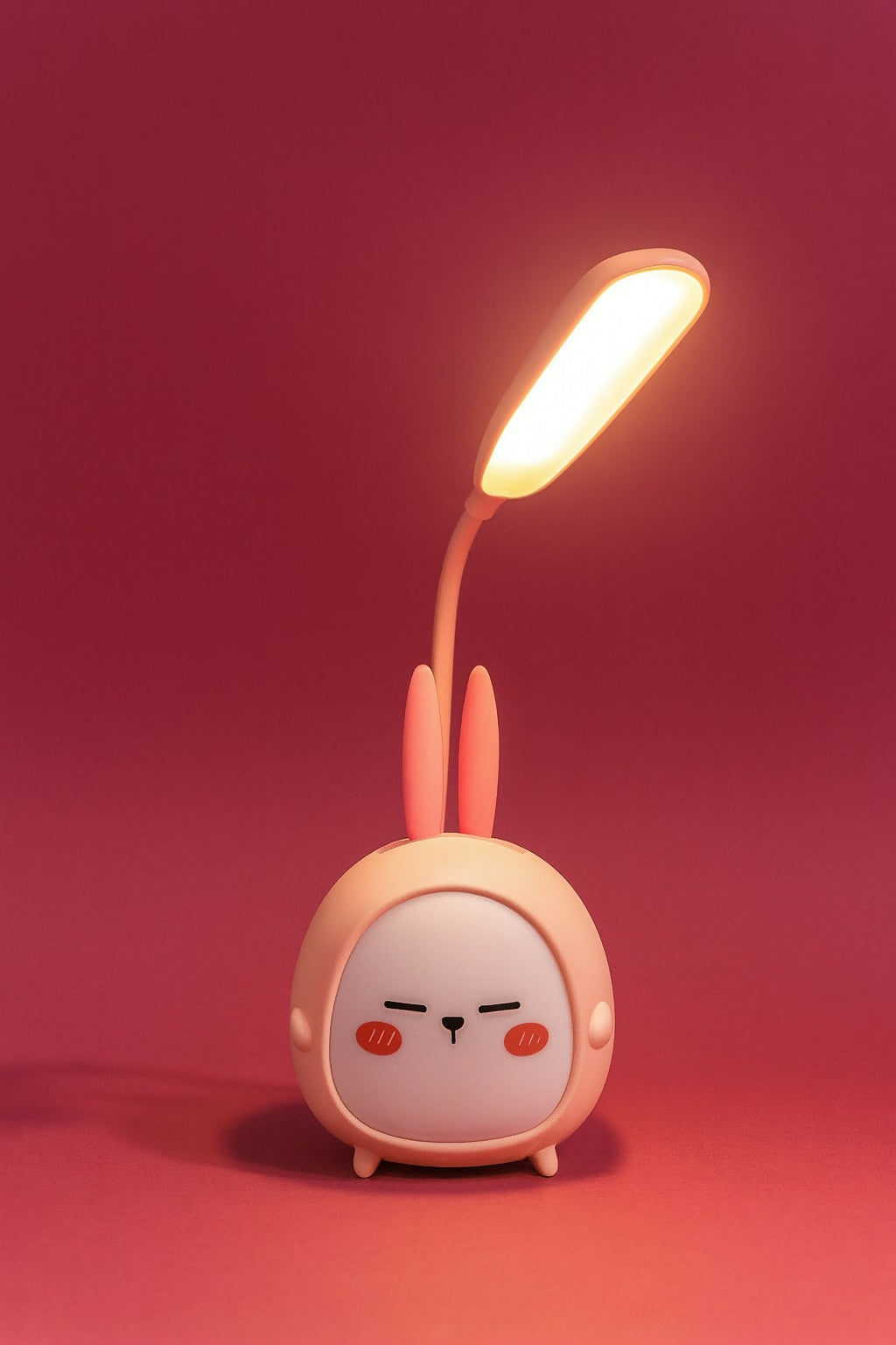 Adorable Pink Bunny Shaped LED Desk Lamp with Flexible Neck