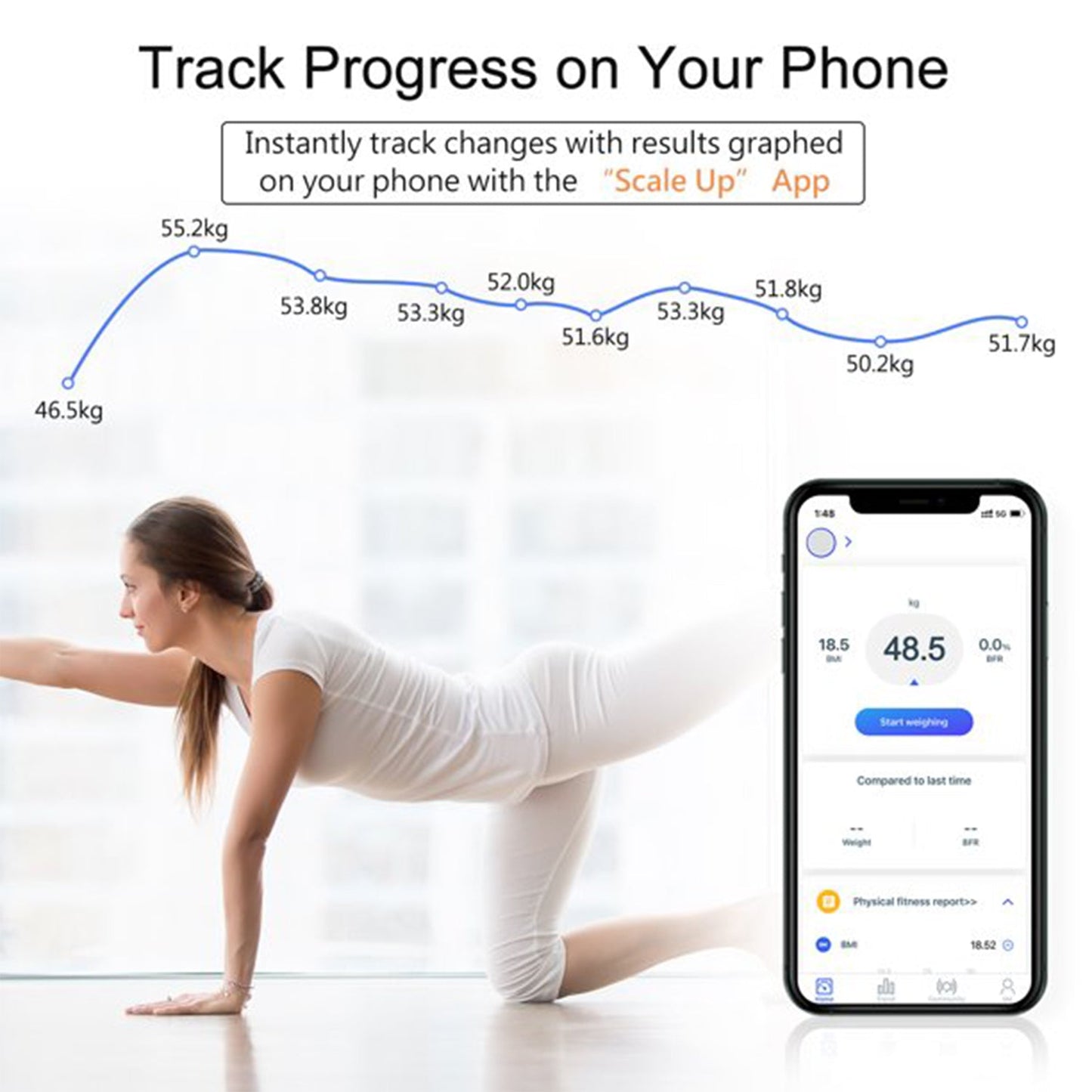 Bluetooth Body Fat Scale Digital Smart Body Weight Scale iOS and Android App to Manage Body Weight, Body Fat, Water, Muscle Mass, BMI, BMR, Bone Mass and Visceral Fat with BMI  Scale