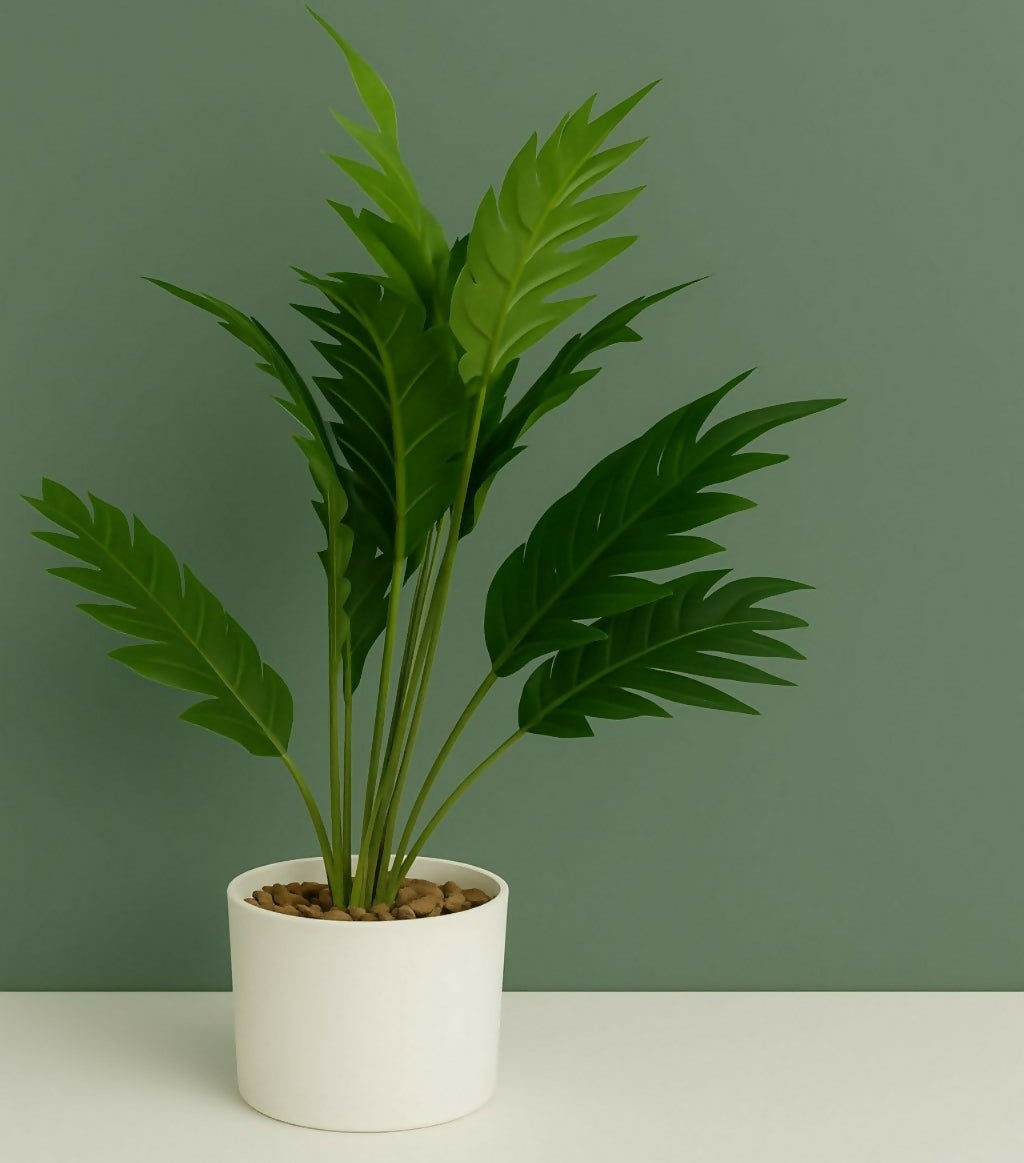 Artificial Palm Leaf Plant with Pot for Home & Office Table DÃ©cor