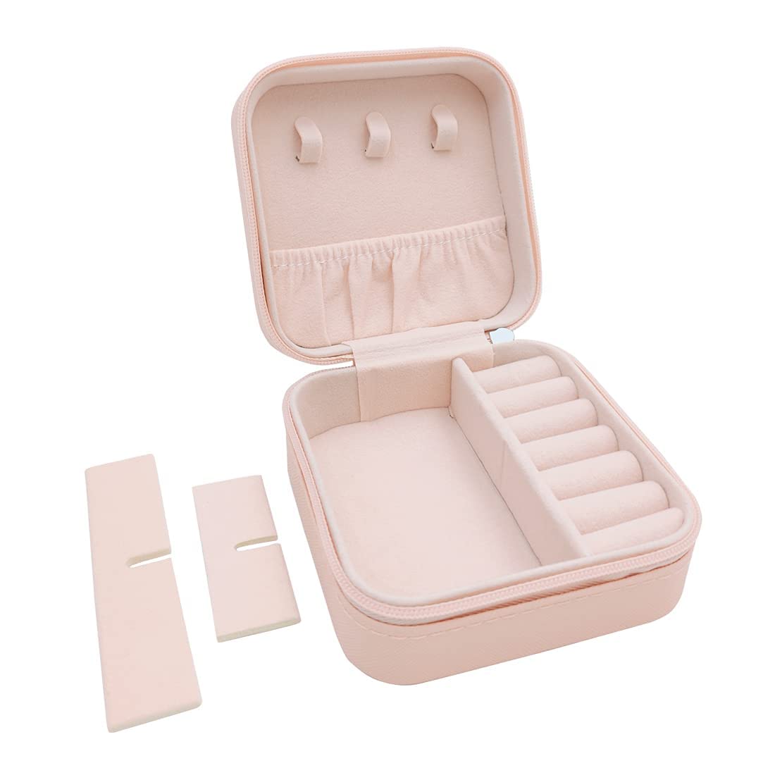 Premium Velvet Travel Jewelry Organizer Box (Blush Pink)