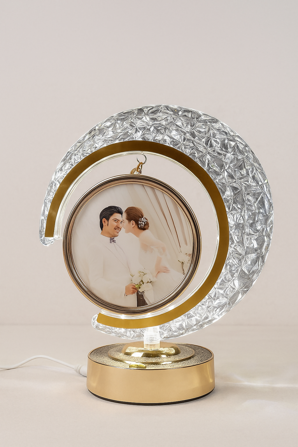 Luxury Crescent Moon LED Photo Frame Lamp
