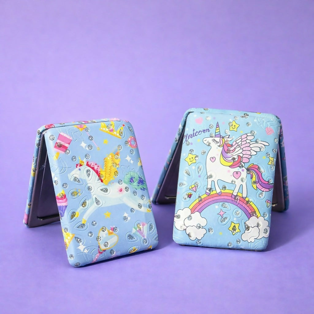 Kids Compact Foldable Pocket Mirror with Cute Cartoon Design