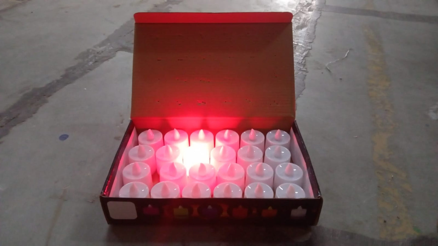 Red LED Tealights – Smokeless Flameless Candles for Home Décor (24 Pcs)