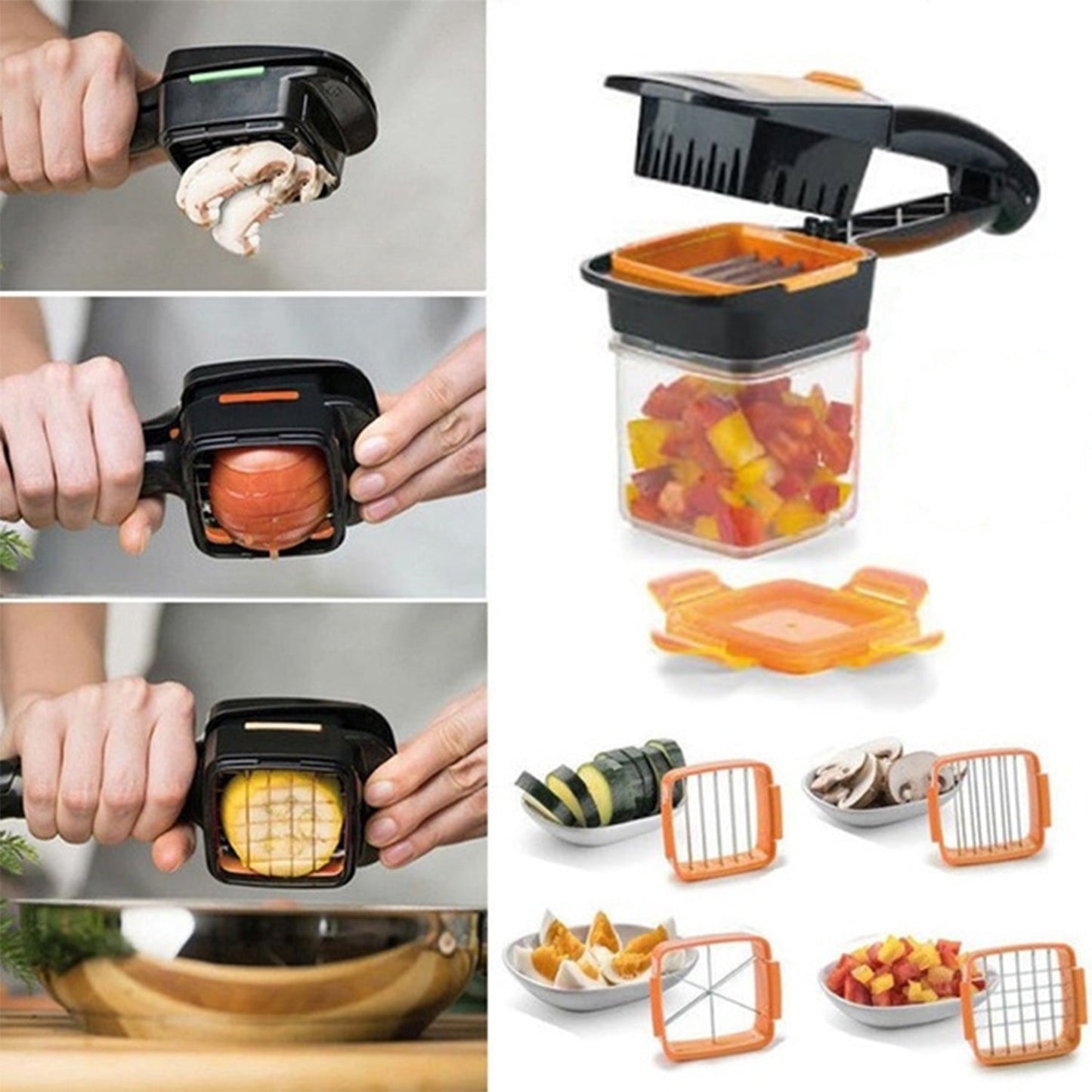 5 In 1 Nicer Dicer used for cutting and shredding of various types of food stuff in all kitchen purposes.
