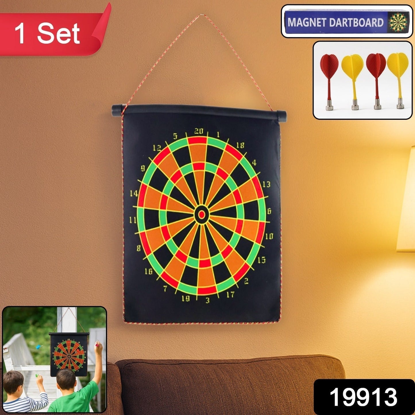 Magnetic Roll-Up Dartboard Game - (12-inch / Set)
