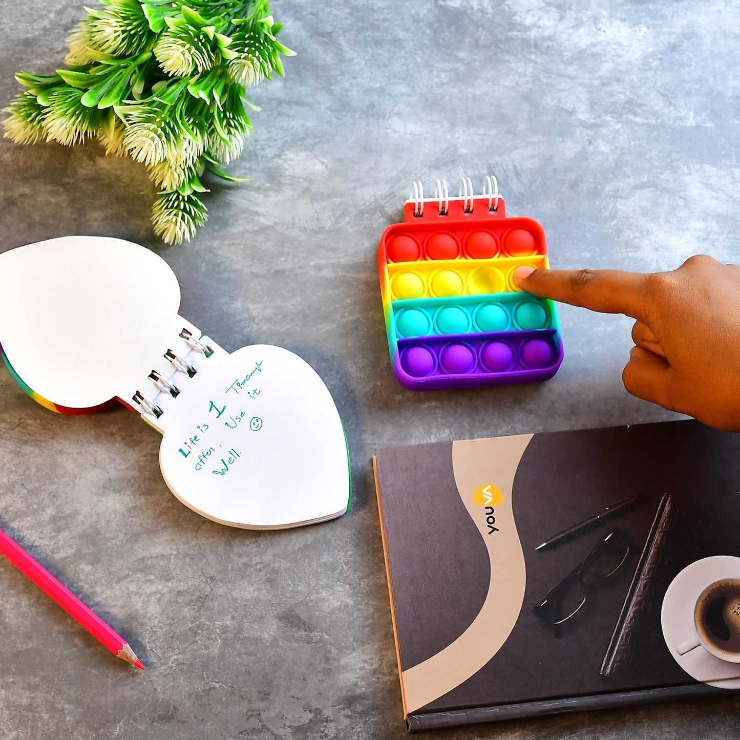 Heart pattern  it Fidget Spiral Notebook Bubble Push  Fidget Silicon Toy Book Stress Relief Anxiety School Stationery Notebook