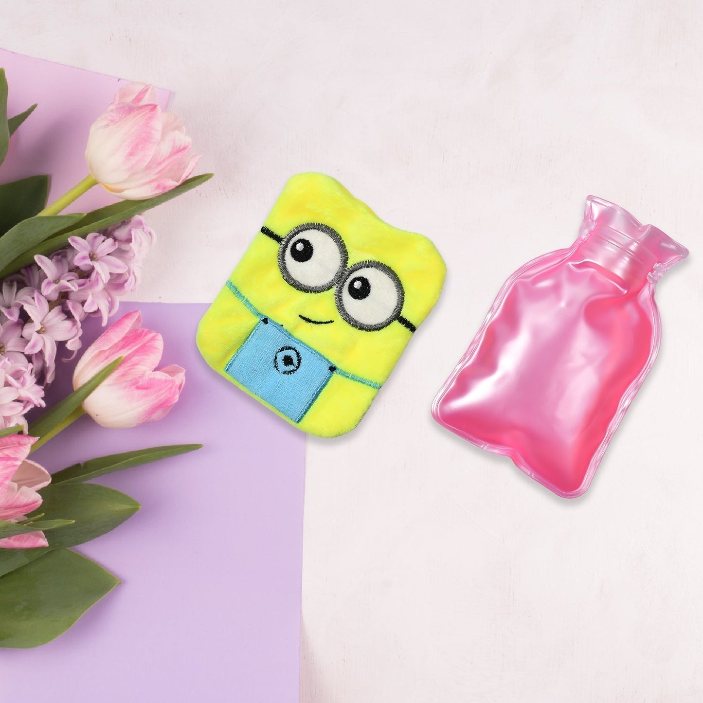 Minions Hot Water Bag - 2-Eye Design with Cover for Pain Relief & Warming