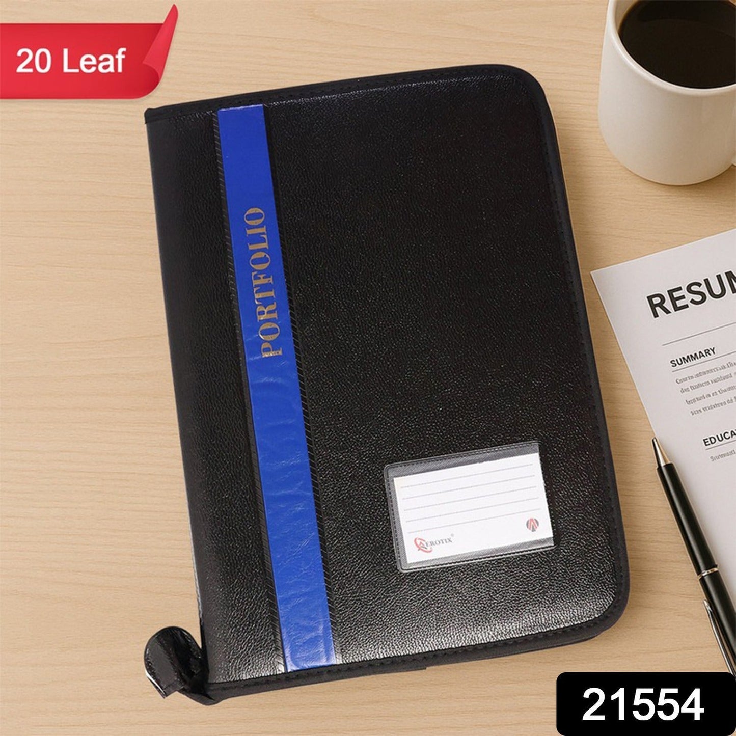 Aerotix A4 Portfolio File Zipper â€“ 20 Leaf Professional Document Organizer Folder