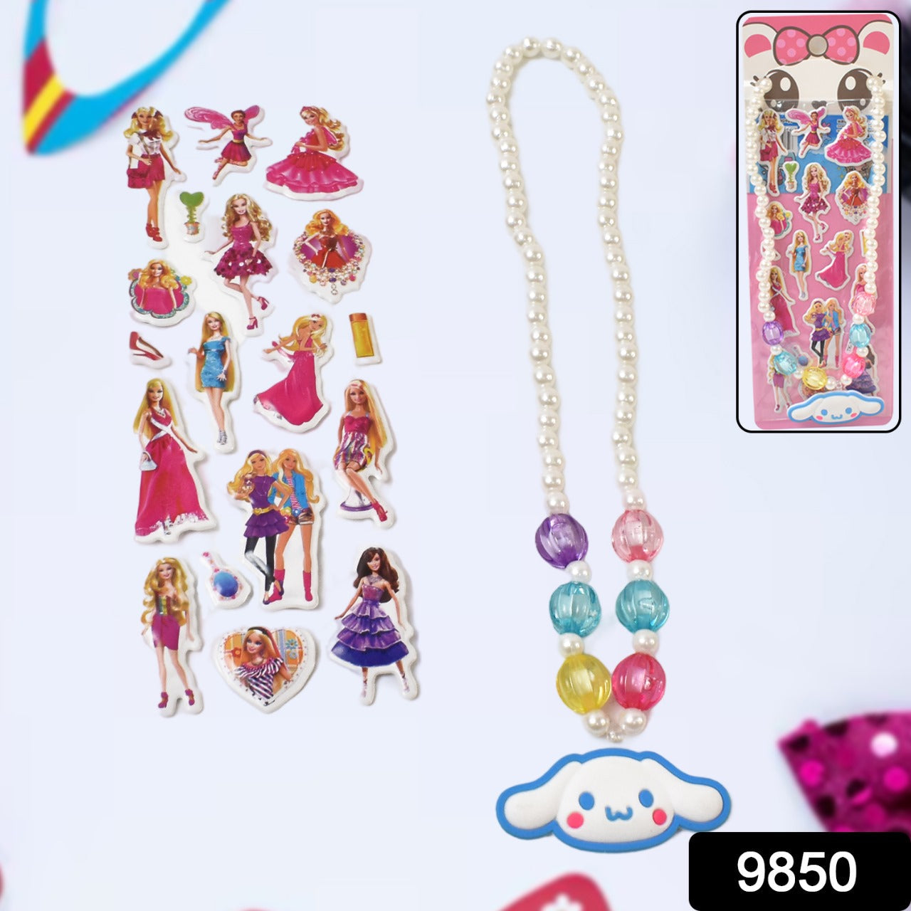 Self Adhesive Stickers Mix Design Kids Beaded Necklace (1 Set)