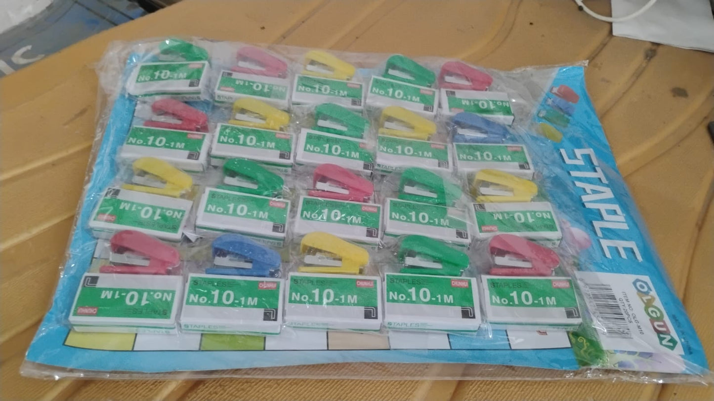 Mini Stapler Set  with Staples â€“ Assorted Colors | No.10 Staplers with Pins (20 pcs Set)