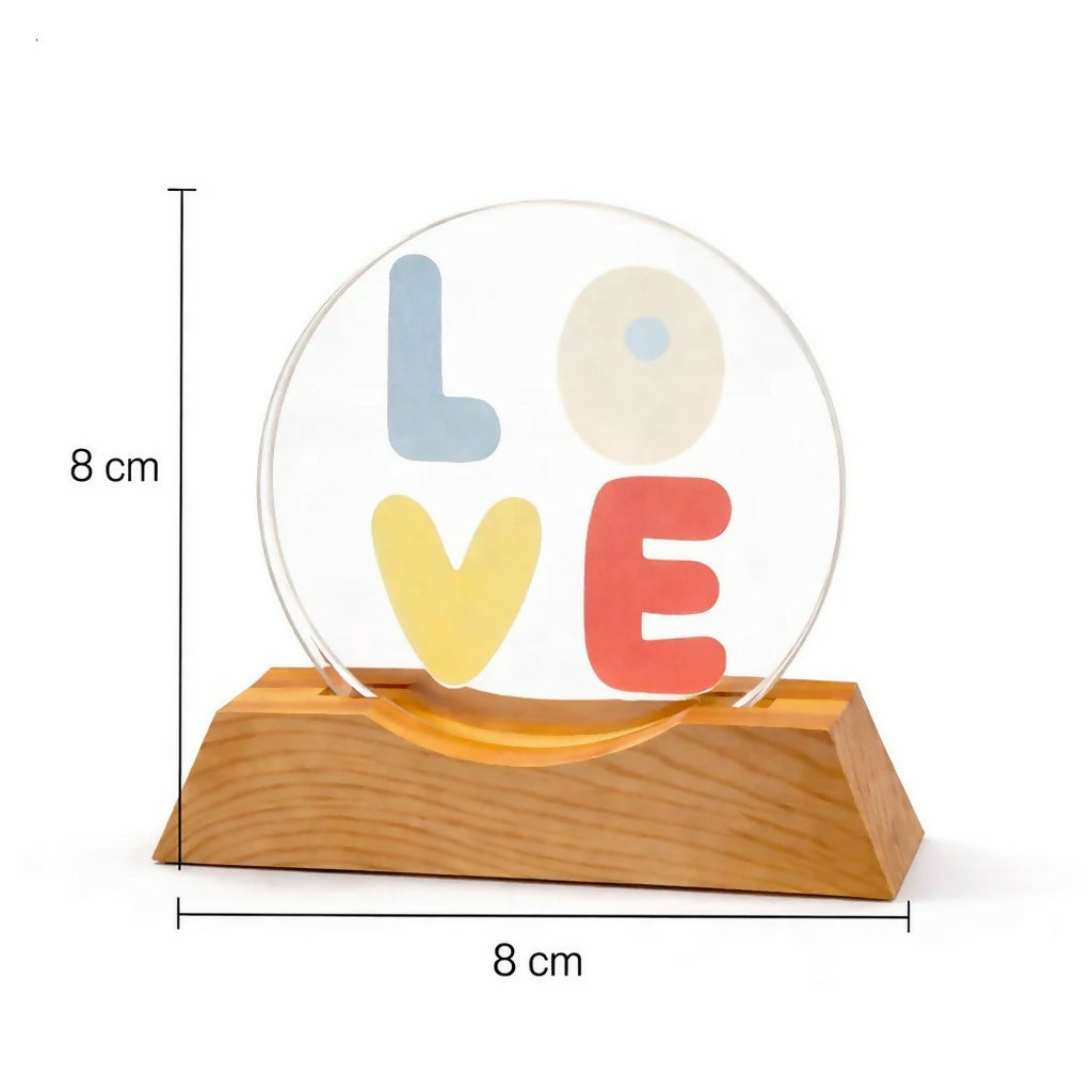 LOVE LED Acrylic Lamp with Wooden Base Decorative Night Light