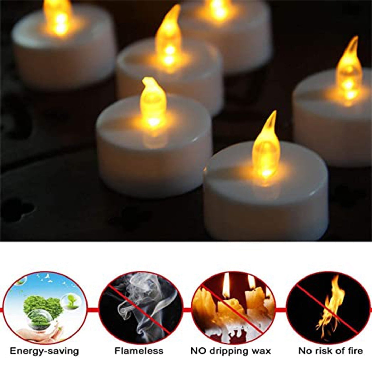 8-Piece Battery Operated Flameless Floating Candles in Transparent Box – Decorative Wedding Tea Lights