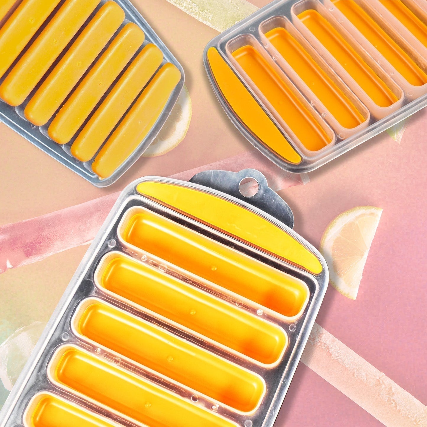 Water Bottle Ice Stick Tray with Push  Cubes