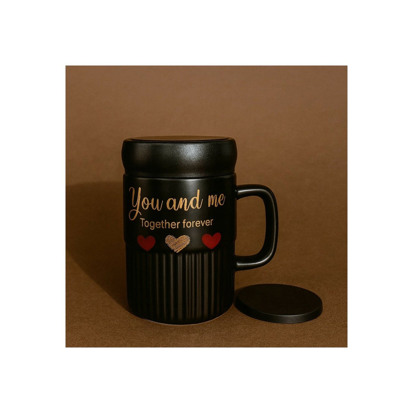 Premium Sweet Love Ceramic Mug with Lid & Spoon | Romantic Valentine Gift Cup for Couples | Leak-Resistant Lid, Large Capacity Coffee/Tea Mug | â€œSweet Loveâ€ & â€œYou & Meâ€ Printed Heart Design | Microwave Safe | Ideal for Gifting