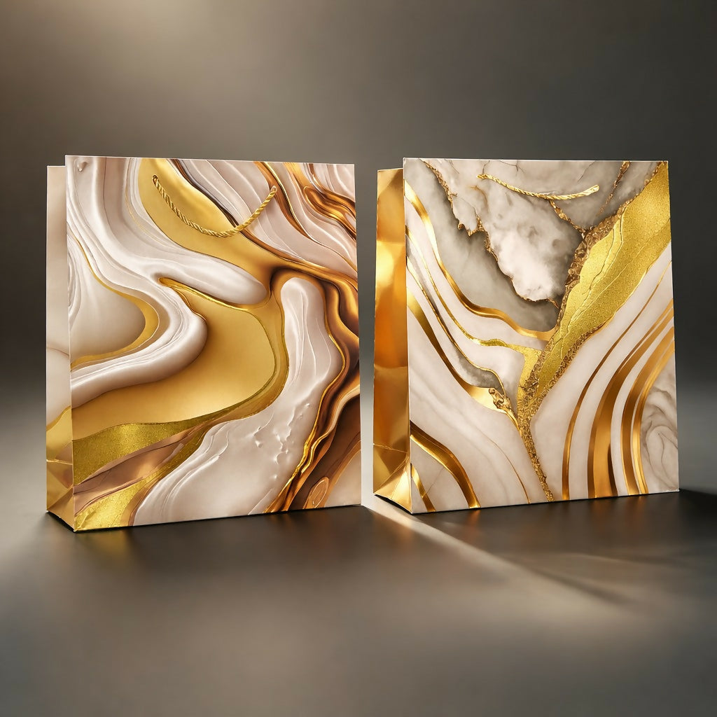 Luxury Marble Print Gift Bag with Handle Premium Paper Carry Bag (1PC)