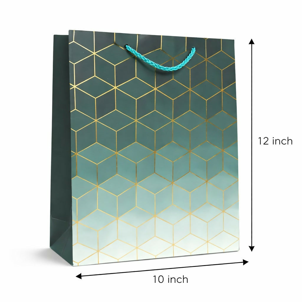 Premium Gift Bag with Handle Geometric Design Paper Carry Bag (1 PC)
