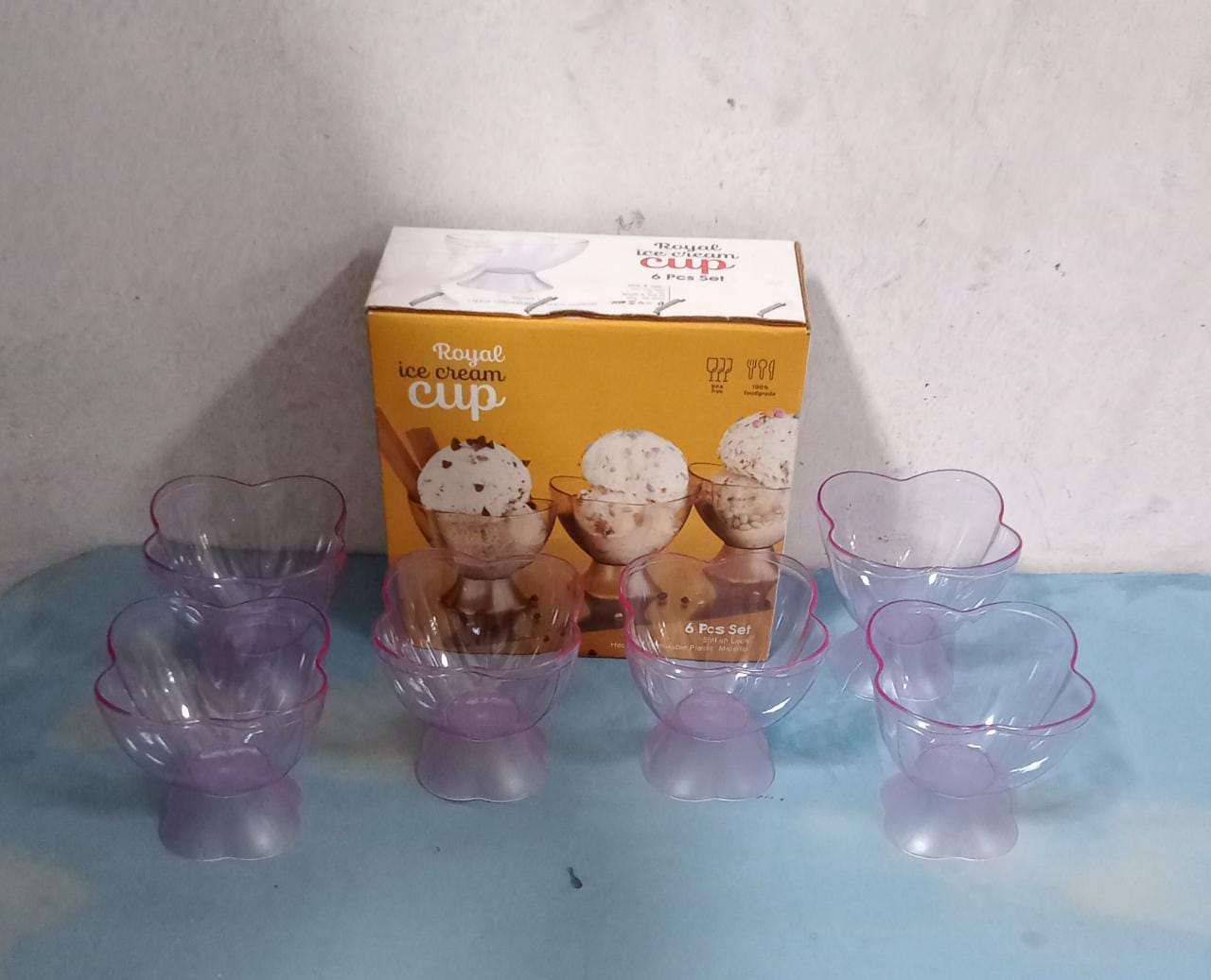 MODERN STYLE DESSERT & ICE CREAM BOWL PLASTIC 6PCS FOR HOME ,OFFICE,PARTY
