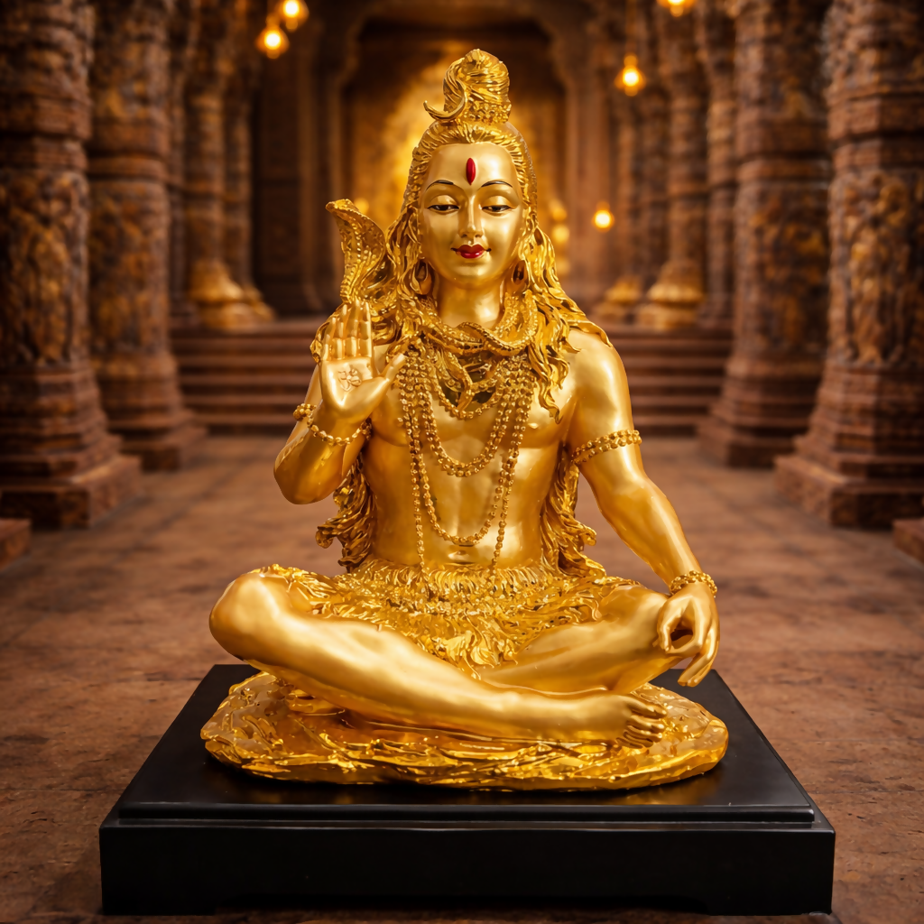 Lord Shiva Meditating Idol with Golden Finish Decorative Showpiece (MIX DESIGN)