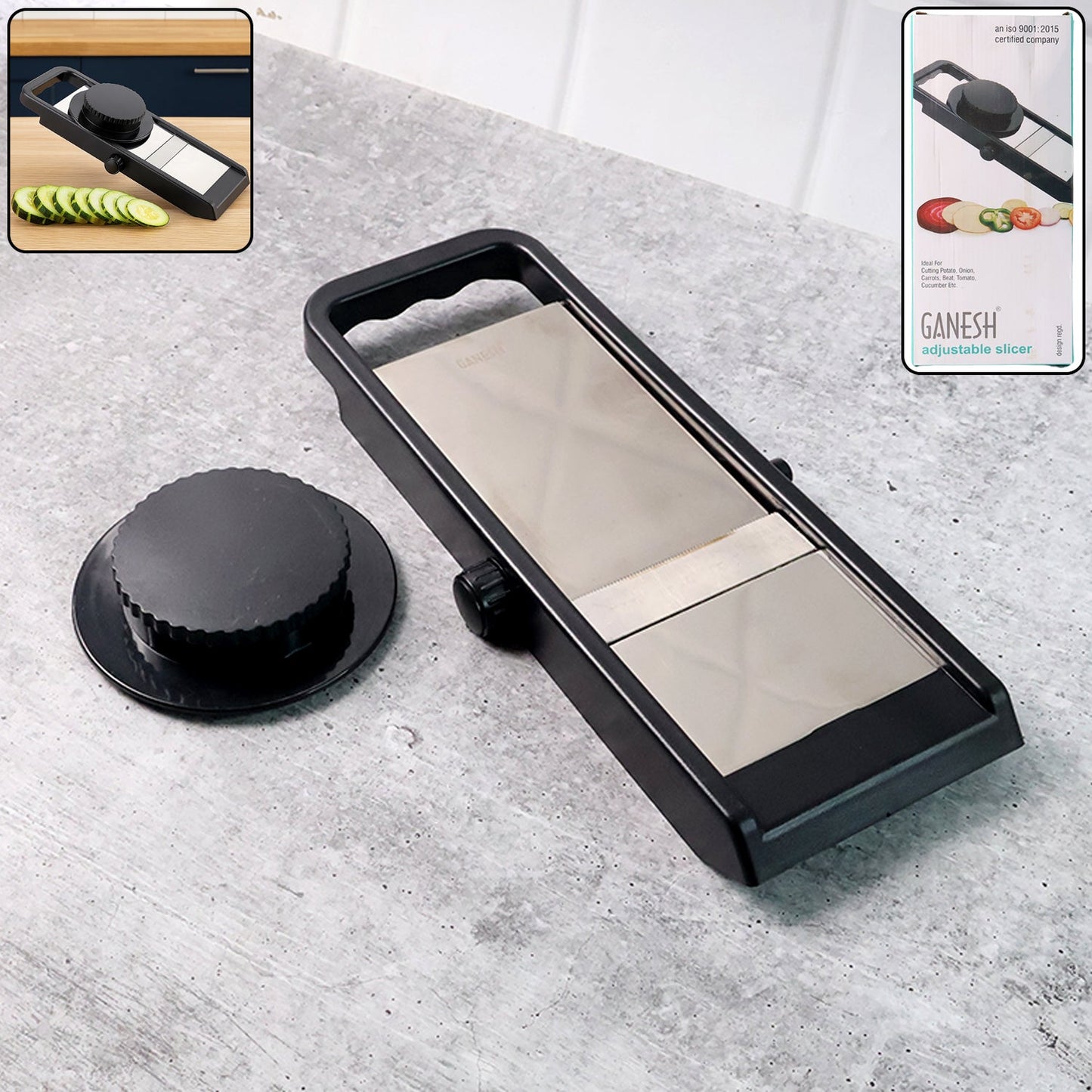 Premium Adjustable Vegetable & Fruit Slicer with Sharp Stainless Steel Blade