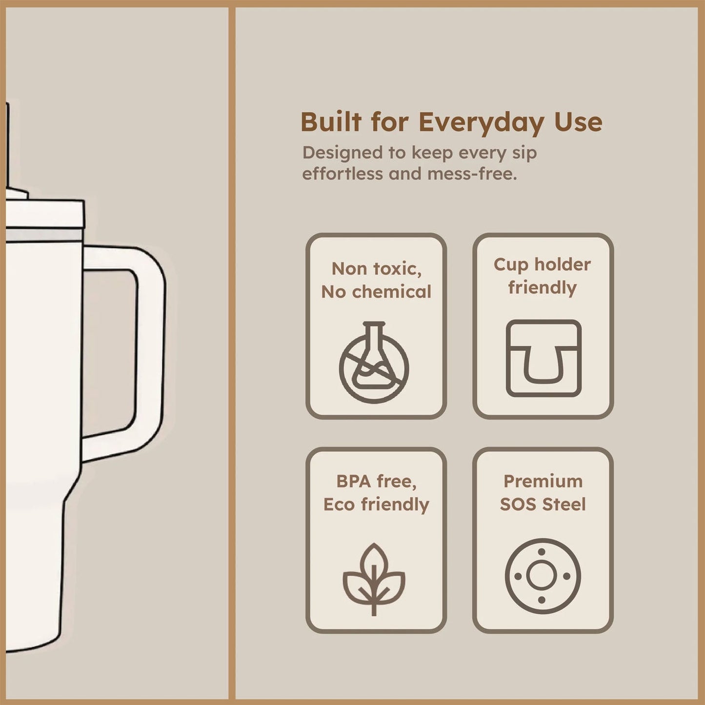 Stainless Steel Vacuum Insulated Tumbler With Lid (Approx 1200 Ml)