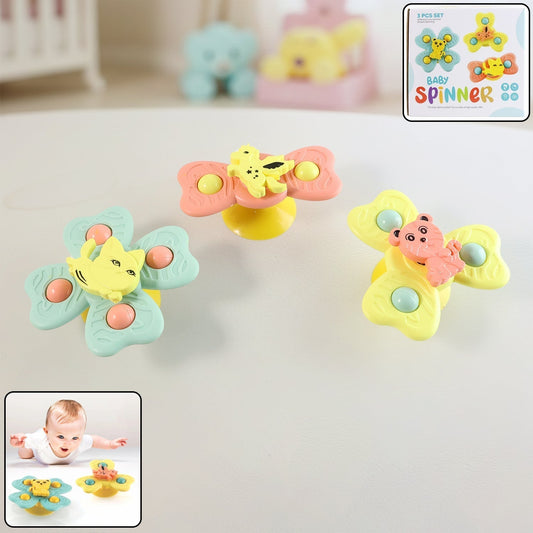 Buzzy Baby Spinner Toy Set â€“ Suction Cup Spinning Toys (3 Pc Set)