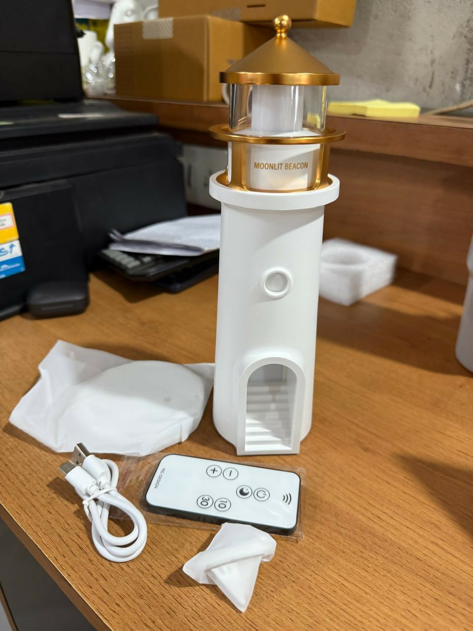 Lighthouse Moonlight Projector Lamp with Remote â€“ USB Rechargeable