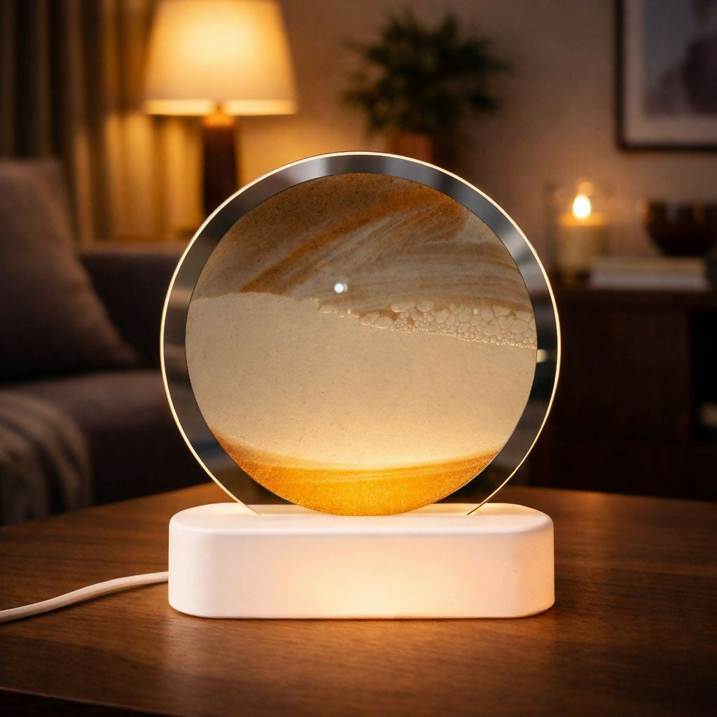 LED Round Static Orange Sand Art Lamp | Ambient Decorative Night Light Home DÃ©cor