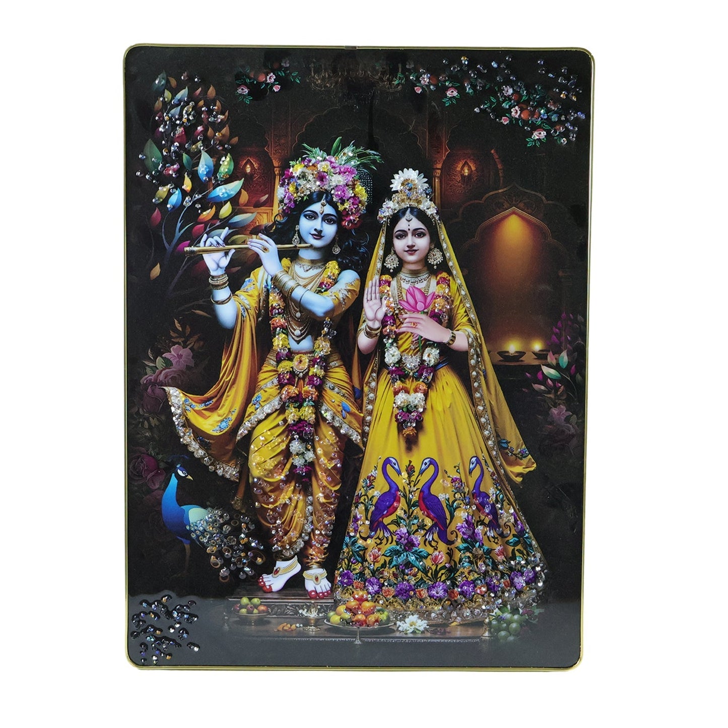 Premium Radha Krishna Decorative Wall Frame (1 Pc, 60x45 Cm)