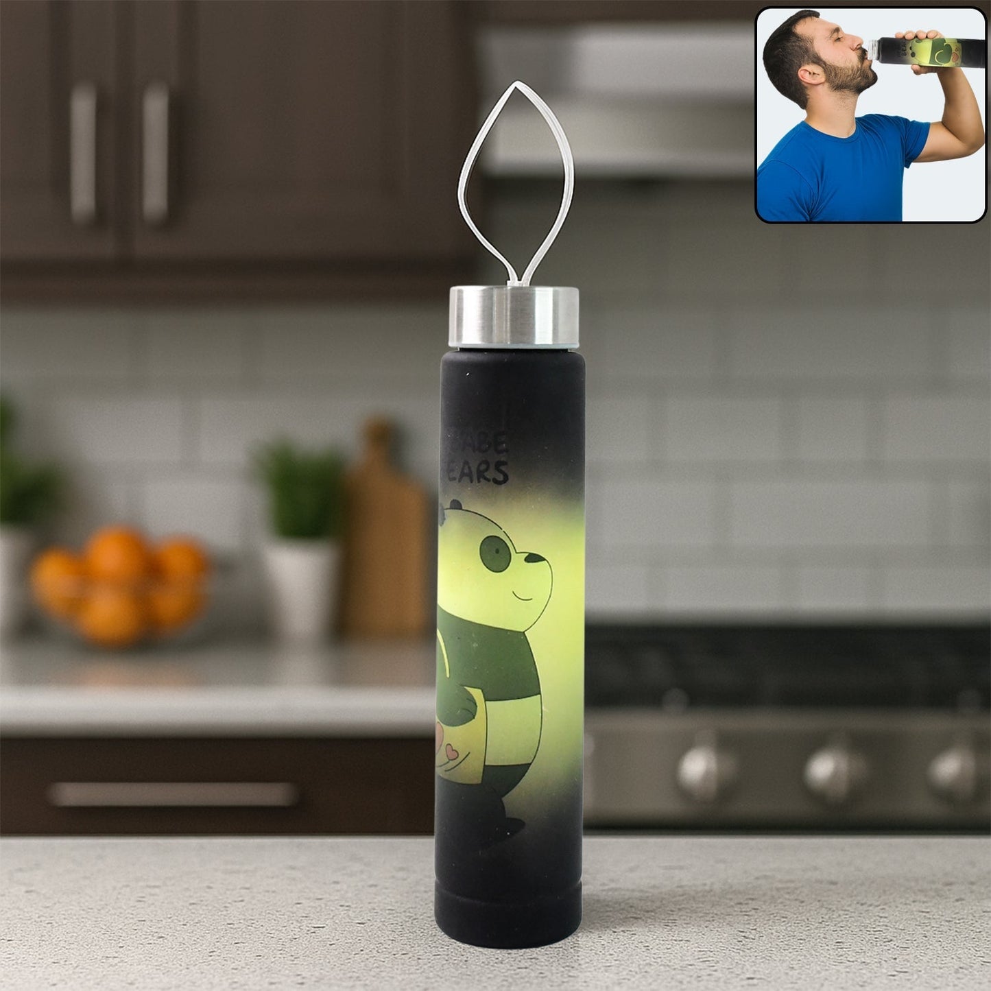 Cute Cartoon Printed Plastic Water Bottle (300 ML / 1 Pc)