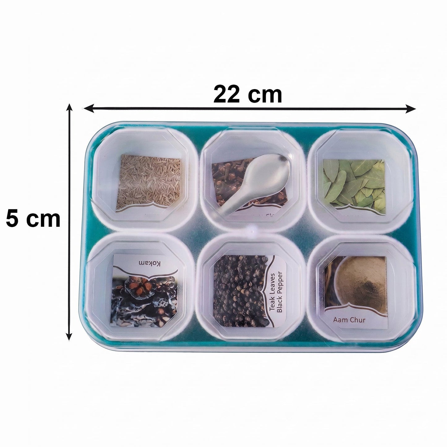 Plastic Real Masala Masti Box with 6 Compartments for Spice Storage