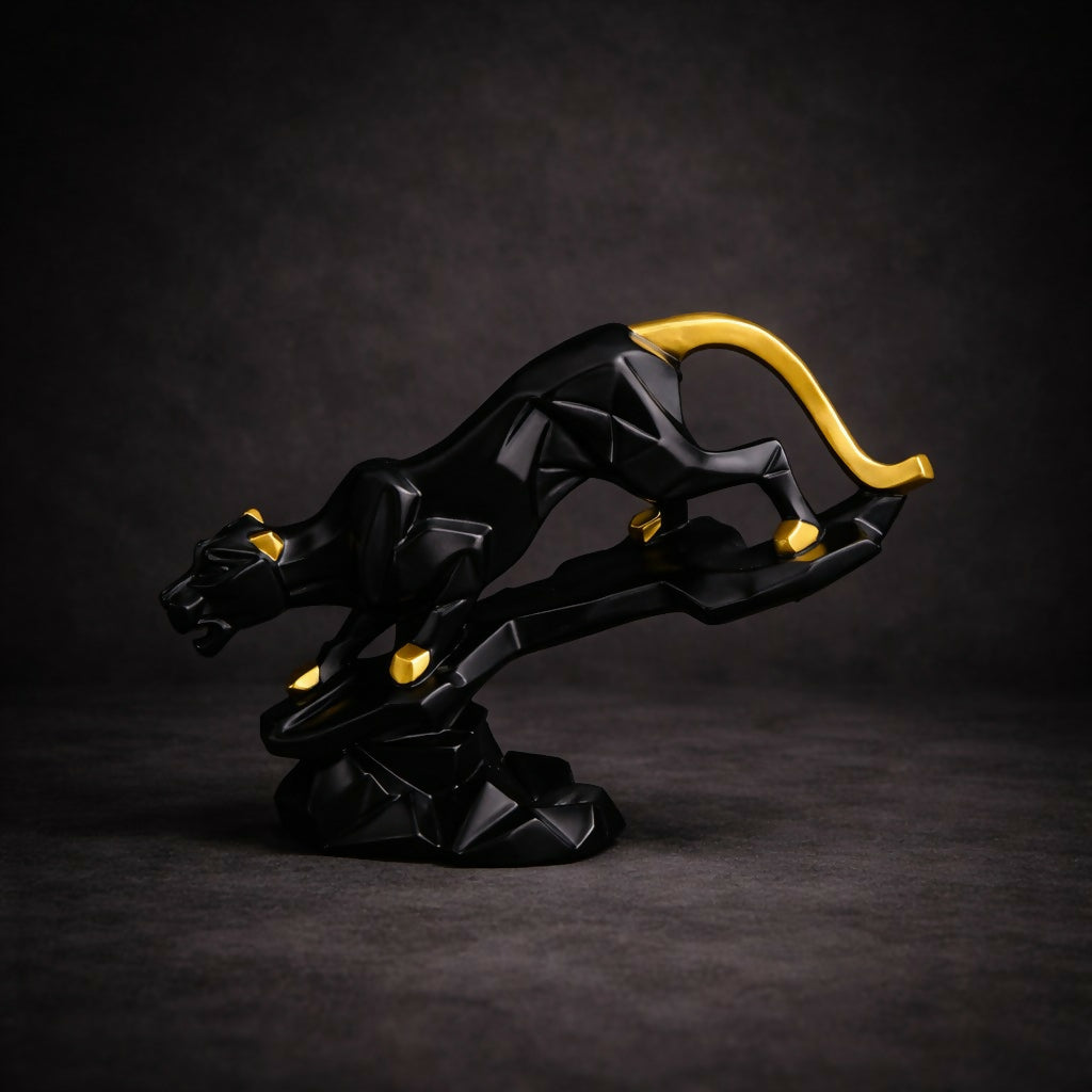 Abstract Black Gold Panther Showpiece Decorative Home Statue