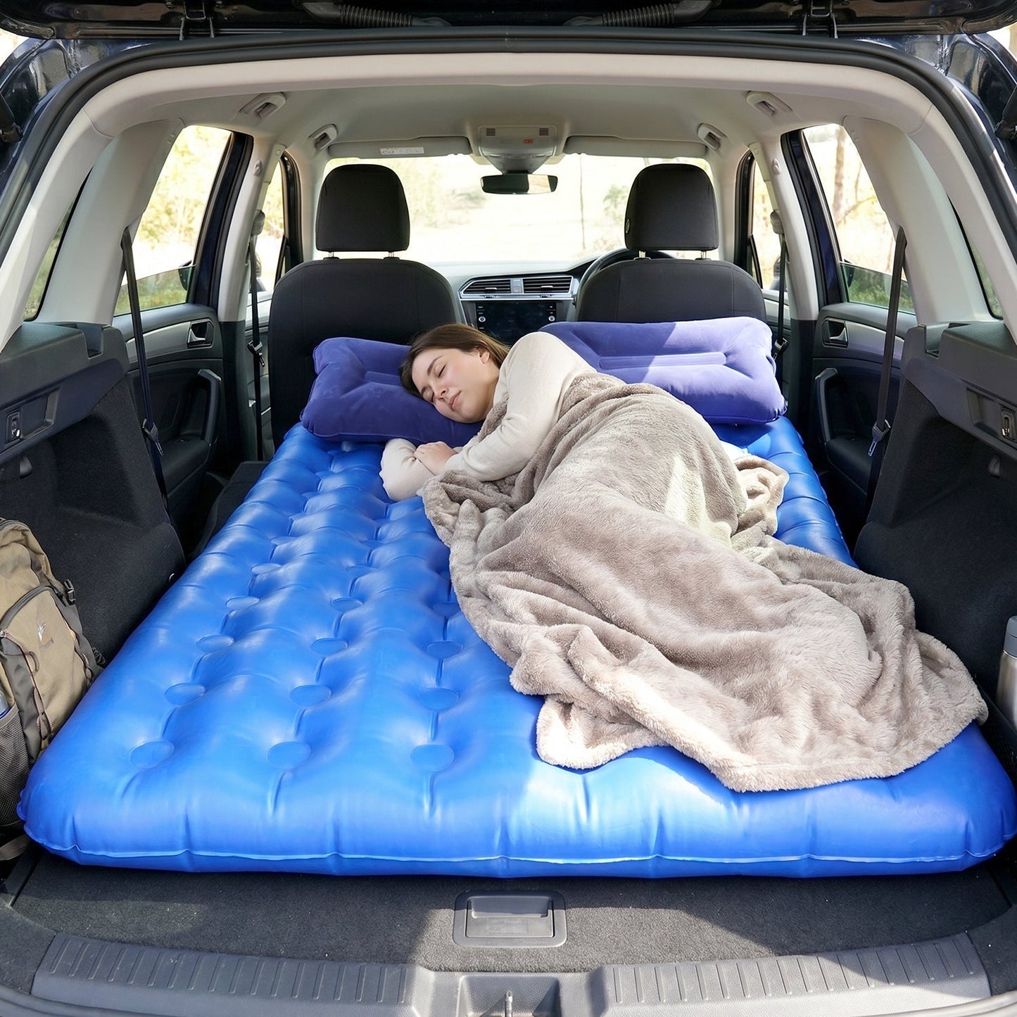 Comfortable Car Air Mattress Bed Set with Inflatable Headrest for Travel Relaxation (1 Set)