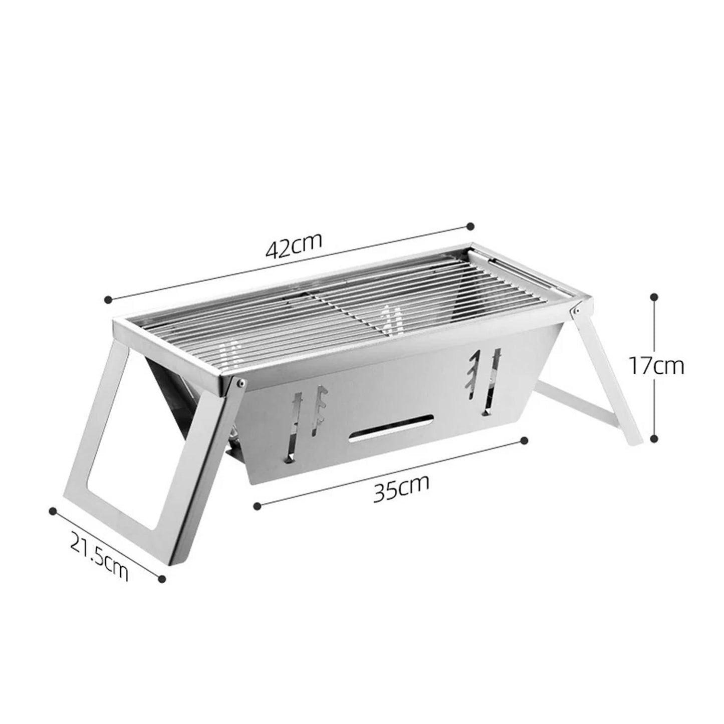 Portable Stainless Steel Foldable Barbecue Grill (1 Pc)