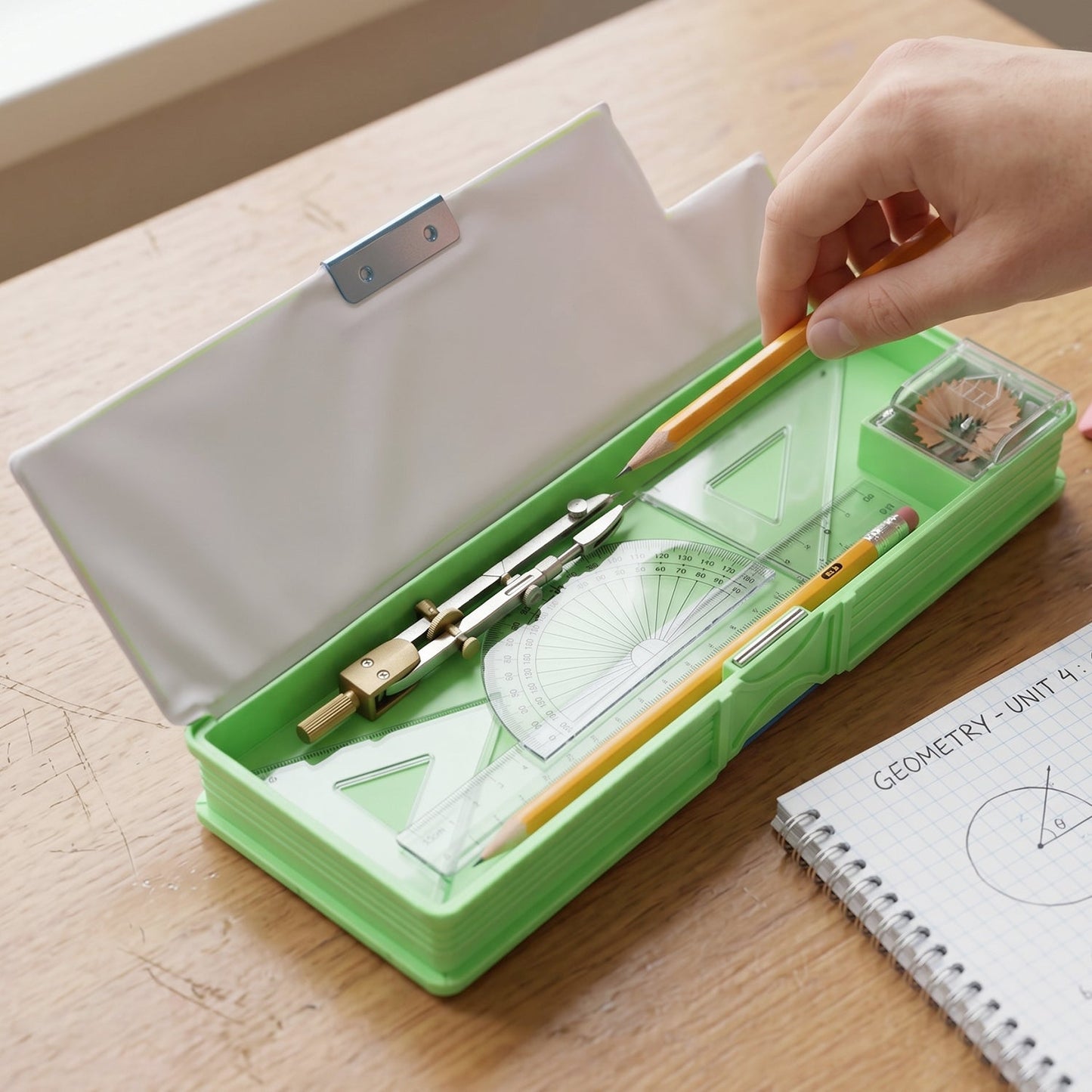 Cute Animal-Themed Kids Pencil Compass with Secure Lid (1 Pc)