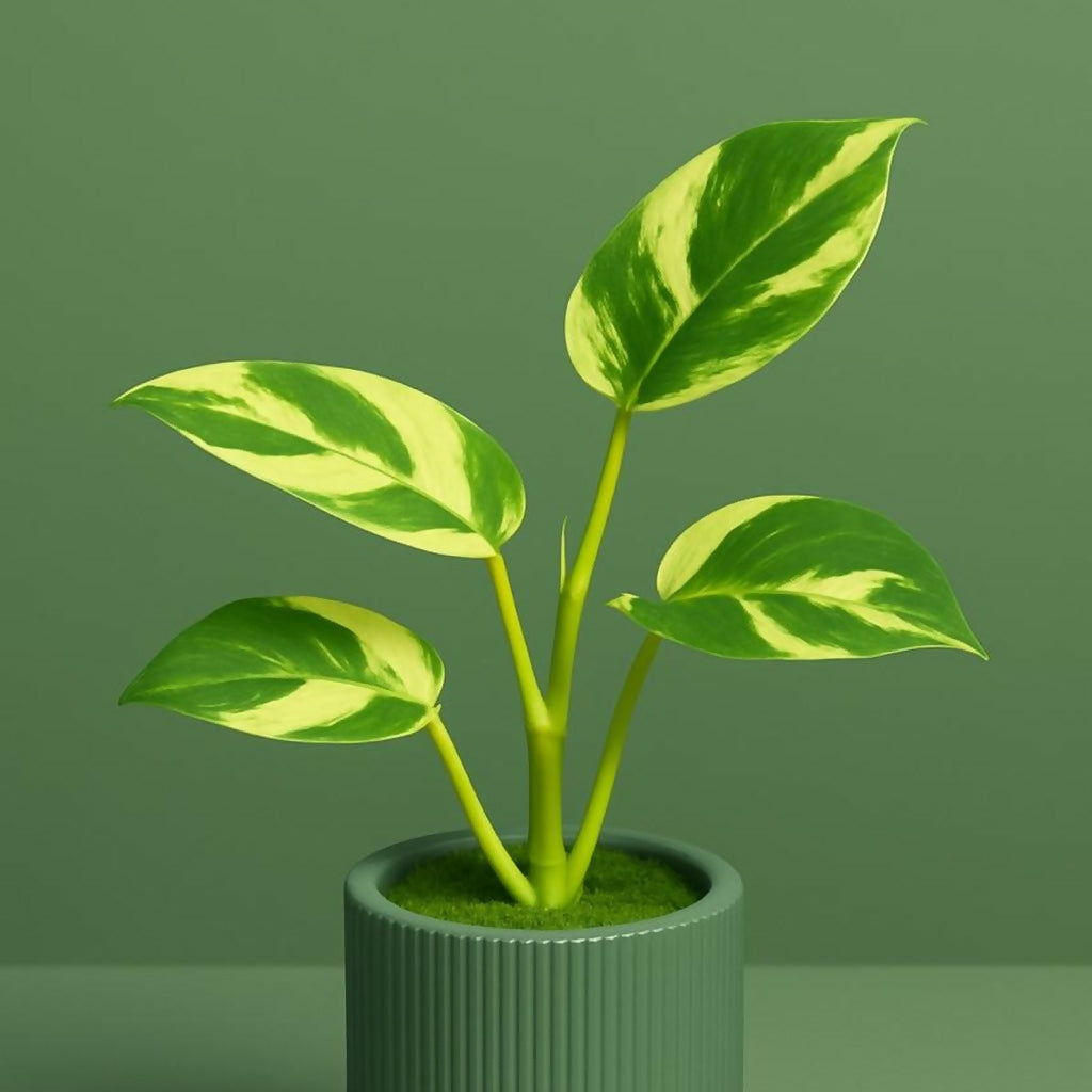 Artificial Monstera Leaf Tabletop Plant with Decorative Pot for Home DÃ©cor
