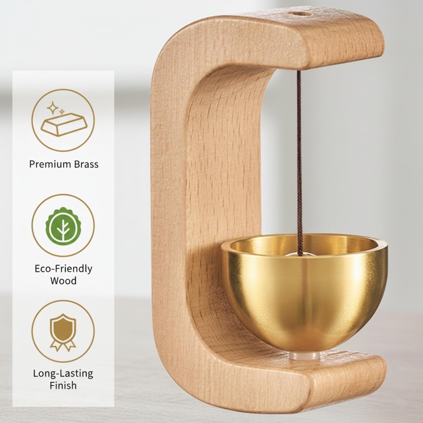 Magnetic Zen Bell for Meditation with Wooden Stand (1 Pc)