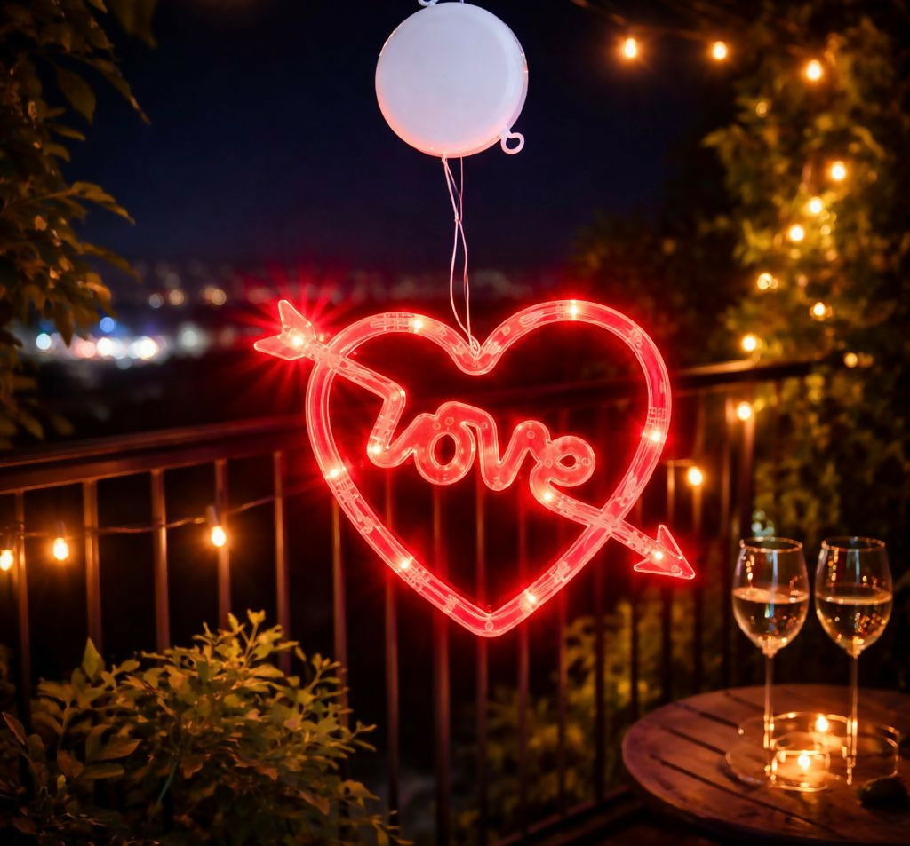 Heart Shape LED Love Hanging Light for Bedroom, Balcony & Decorative Lighting