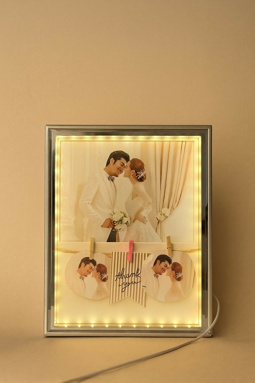 Rectangular LED Photo Frame Lamp with Love Design | Romantic Couple Night Light with Customized Pictures | Wedding Anniversary Valentine Gift Decorative Table Lamp for Bedroom & Home DÃ©cor