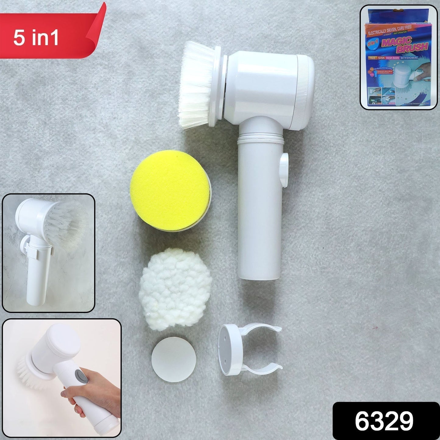 B Grade 5 in 1 Electric Cleaning Spin Brush with Multiple Replaceable Heads