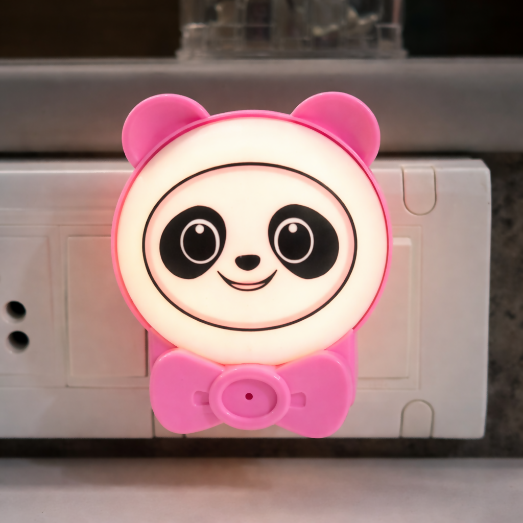 Panda Shape Plug-In LED Night Lamp for Kids Room, Bedroom & Nursery(COLOR MAY VARY)