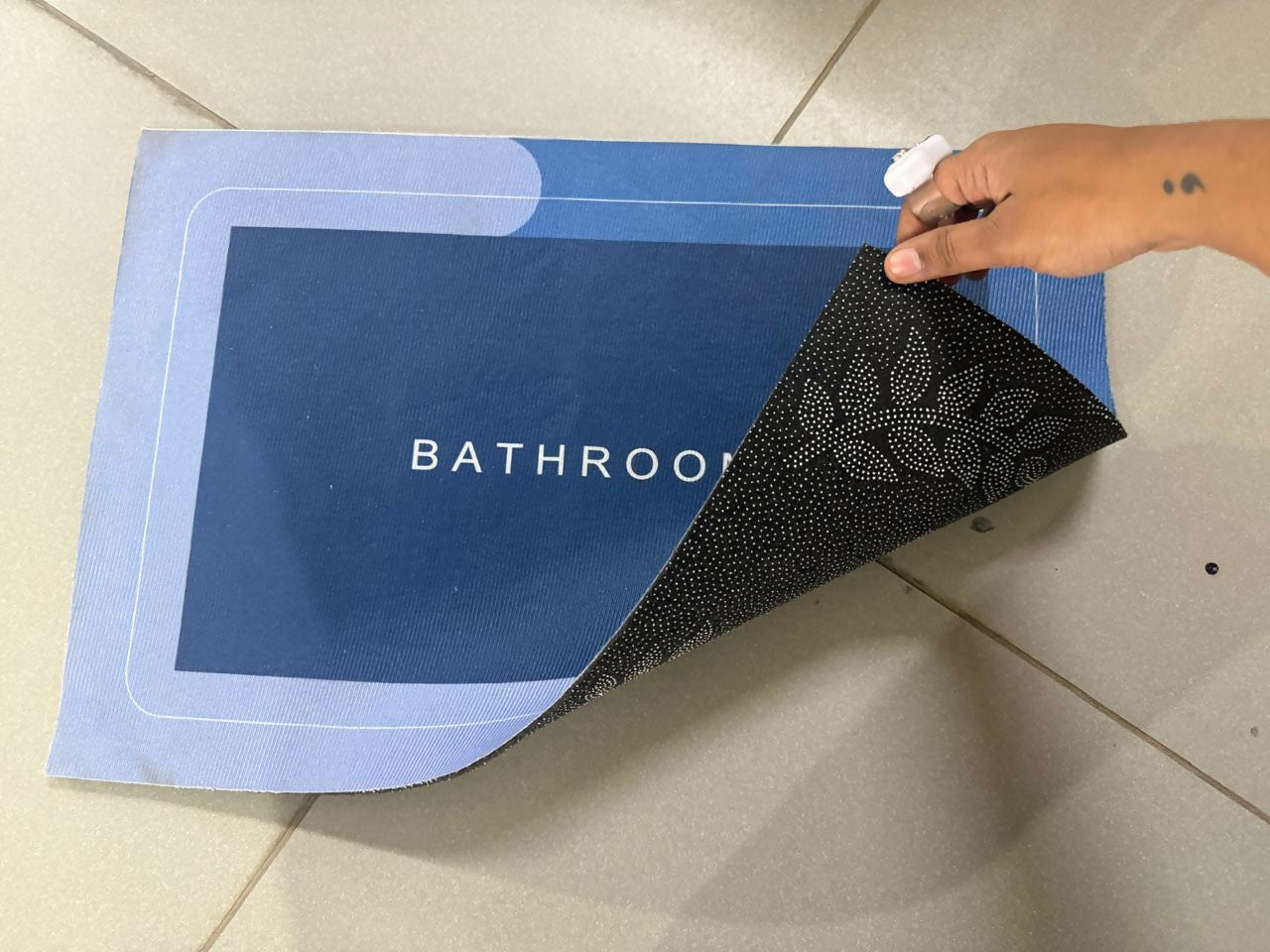 Rectangle B Grade Bathroom Mat â€“ Waterproof Quick-Dry Floor Mat Blue (100Gm)