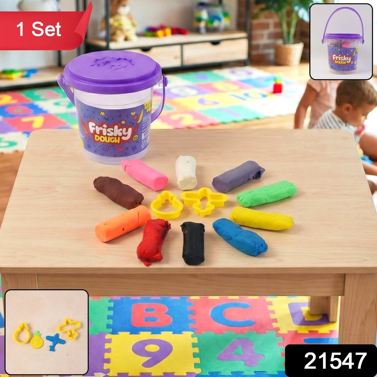Frisky Dough Modelling Clay Set â€“ 12 Multicolor Dough Sticks with Shape Cutters