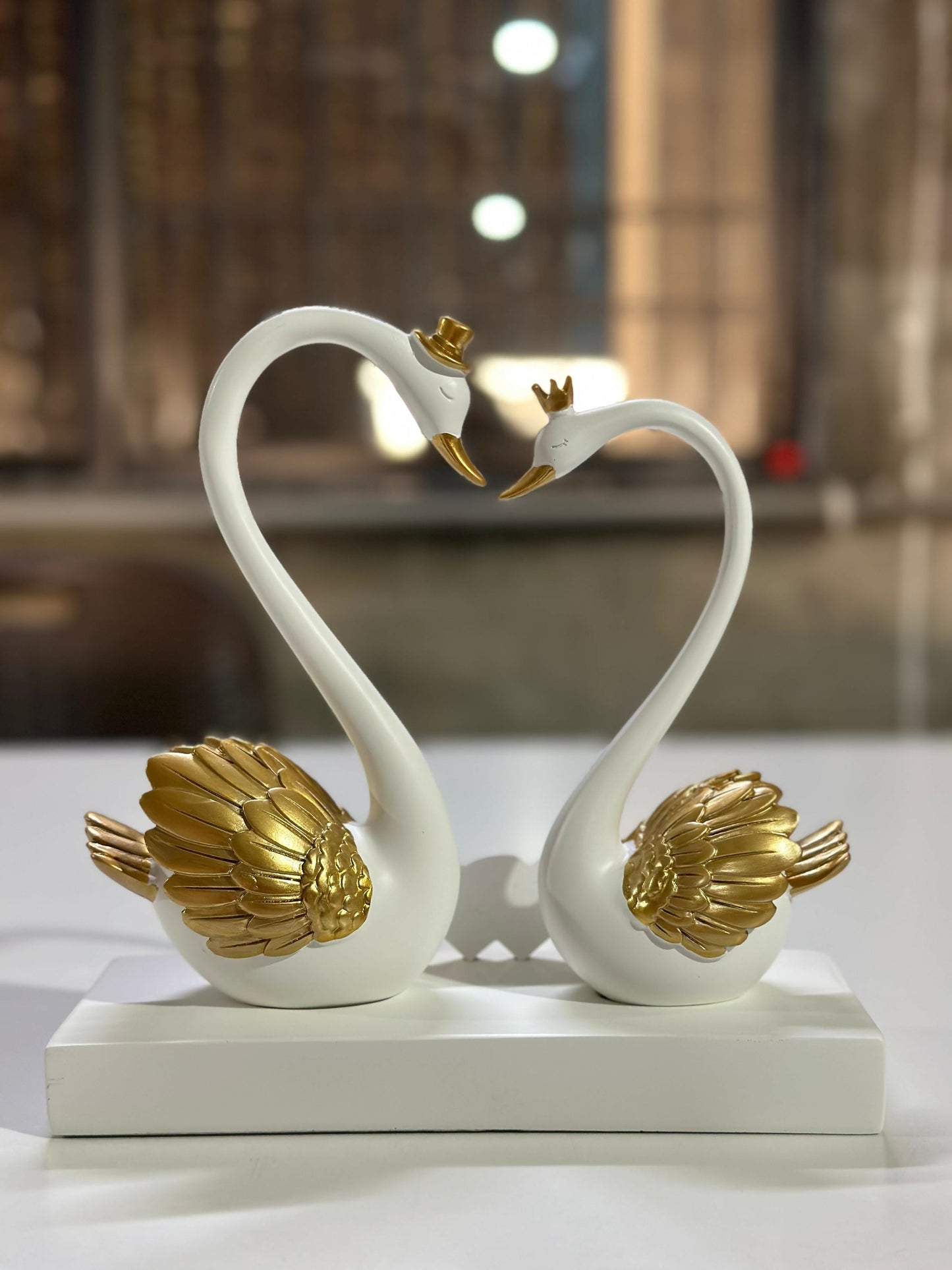 Romantic Swan Couple Showpiece with Love Plaque Home Decor (Color may vary)