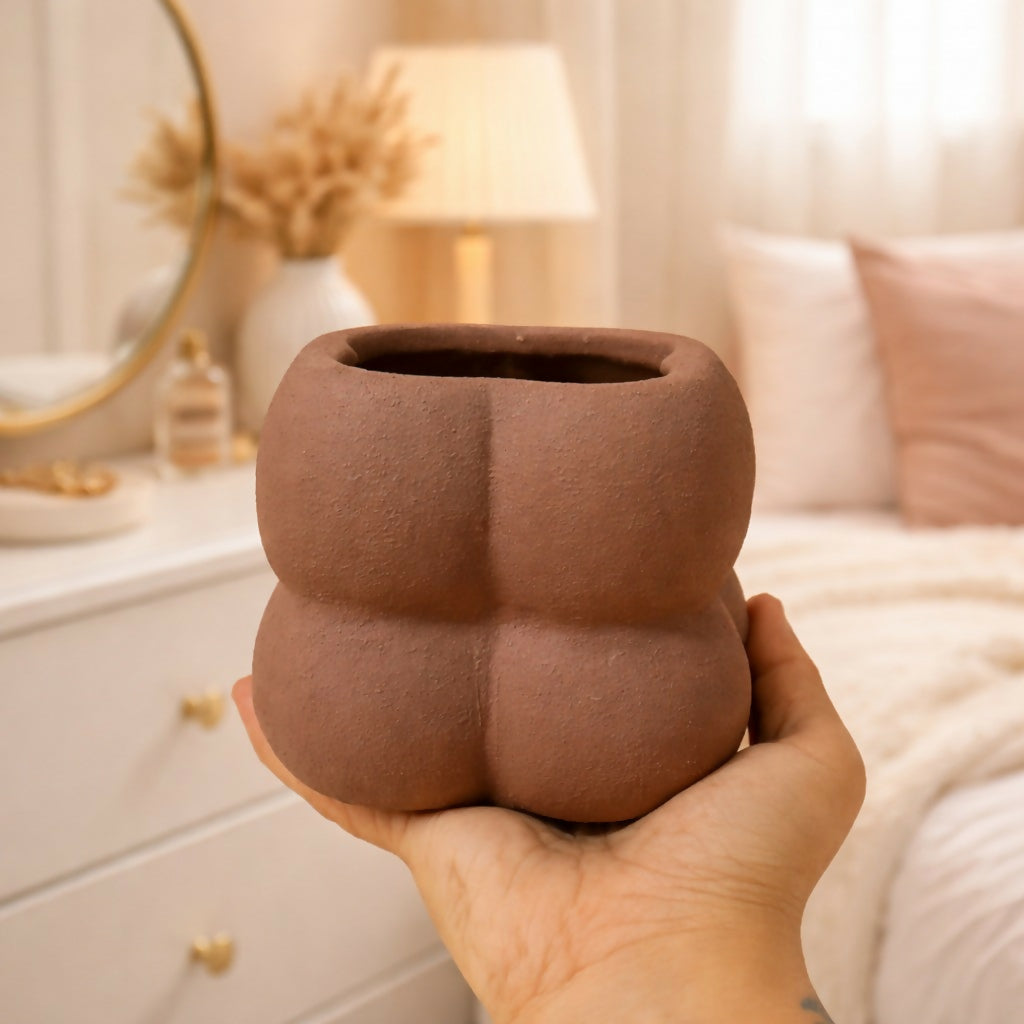 Textured Ceramic Planter Pot Modern Decorative Plant Holder