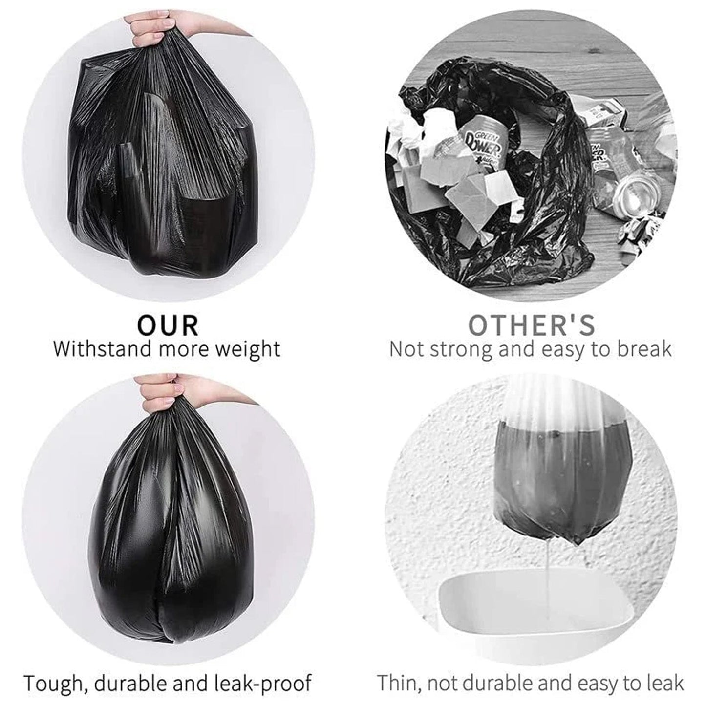 Heavy-Duty Black Garbage Bag Roll for Home & Commercial Waste Disposal (1 Roll)