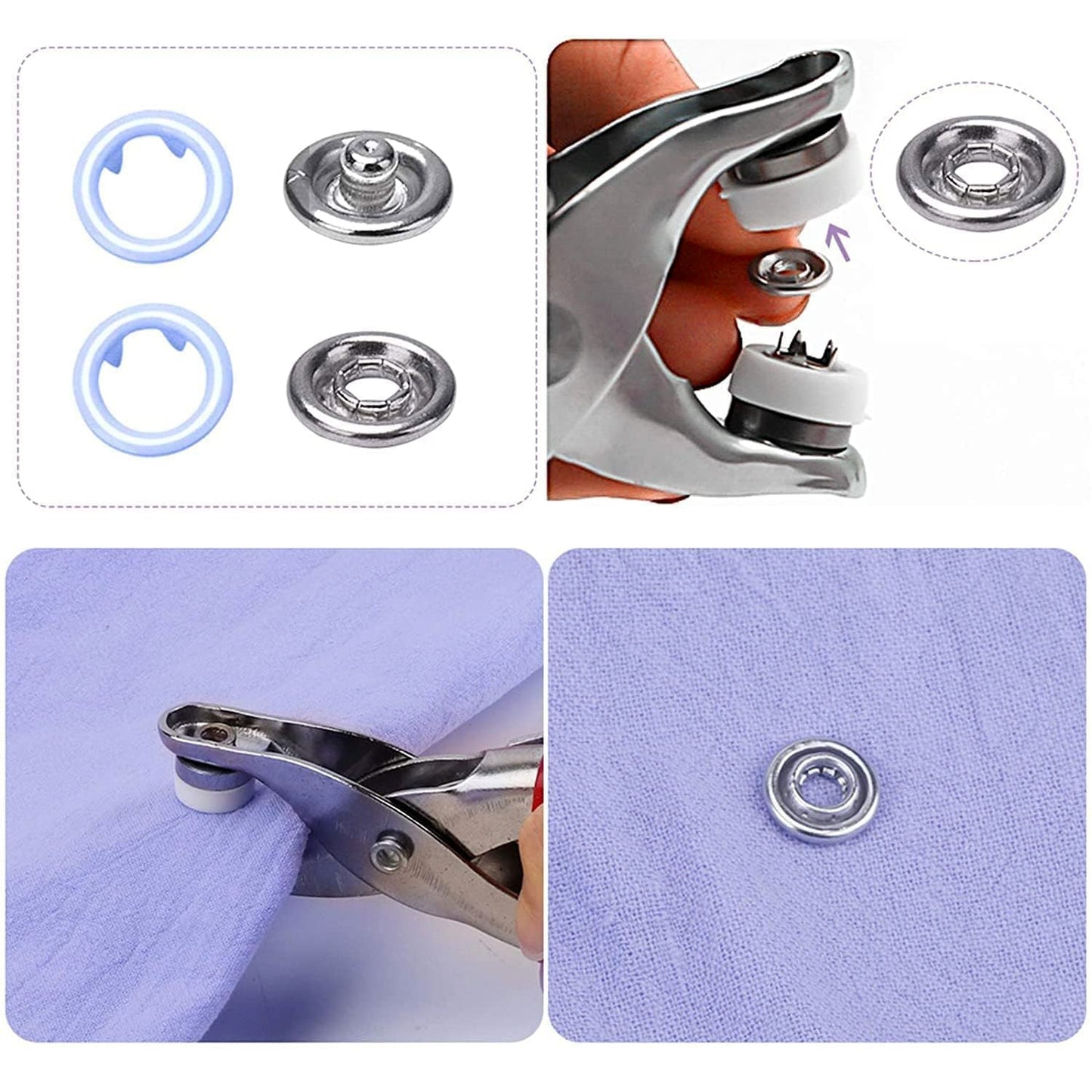 Heavy Duty Snap Button Fastener Plier Tool Kit (1 Set)