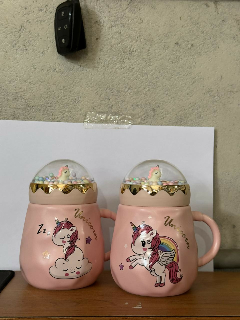 Unicorn Printed Ceramic Mug with Lid, Cute Kids Coffee Cup