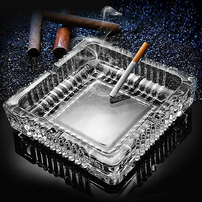 Luxury Crystal Glass Ashtray for Home, Office & Deck Decoration
