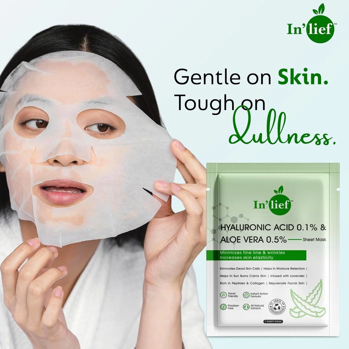 Inâ€™lief Hyaluronic Acid 0.1% & Aloe Vera 0.5% Hydrating Facial mask (1 Pc)